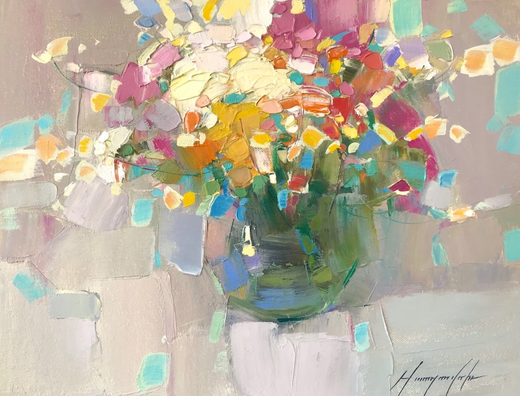 Vase of Flowers, Original oil Painting, Handmade artwork, One of a Kind            